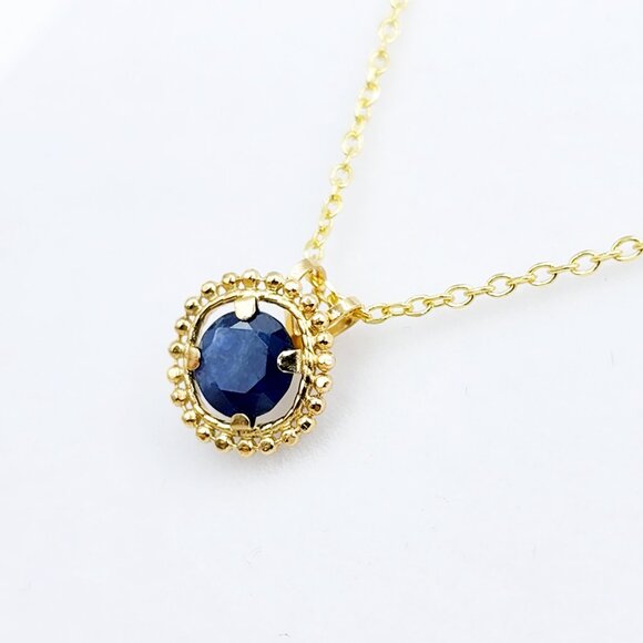 10K Yellow Gold Genuine Blue Sapphire 6x6mm (0.75ct) Pendant - Picture 4 of 6